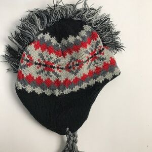 Knit snowflakes and yarn mohawk youth warm Winter Hat trapper Style Cap